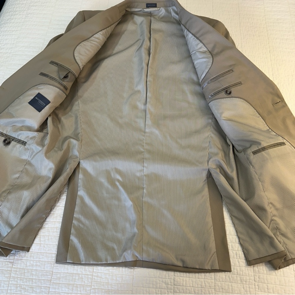 Madison Modern Fit Suit Jacket 40L Stretch Beige New Without Tags - Picture 3 of 13